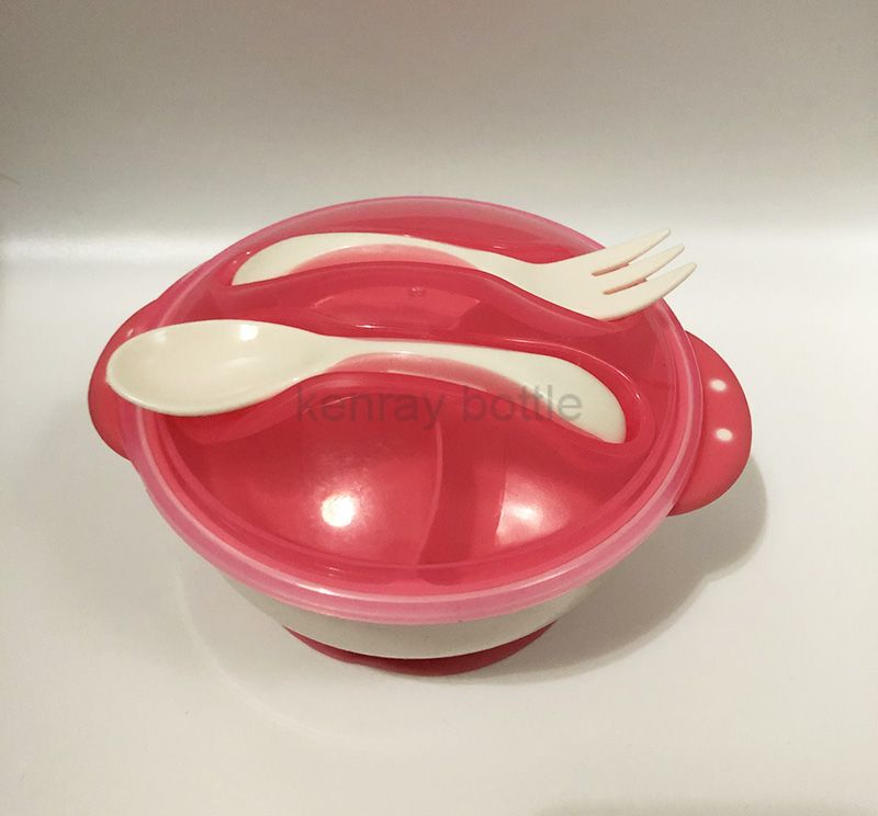 Non-slip BPA Free Plastic PP Baby Safty Stay Suction Bowl Sets With Spoon