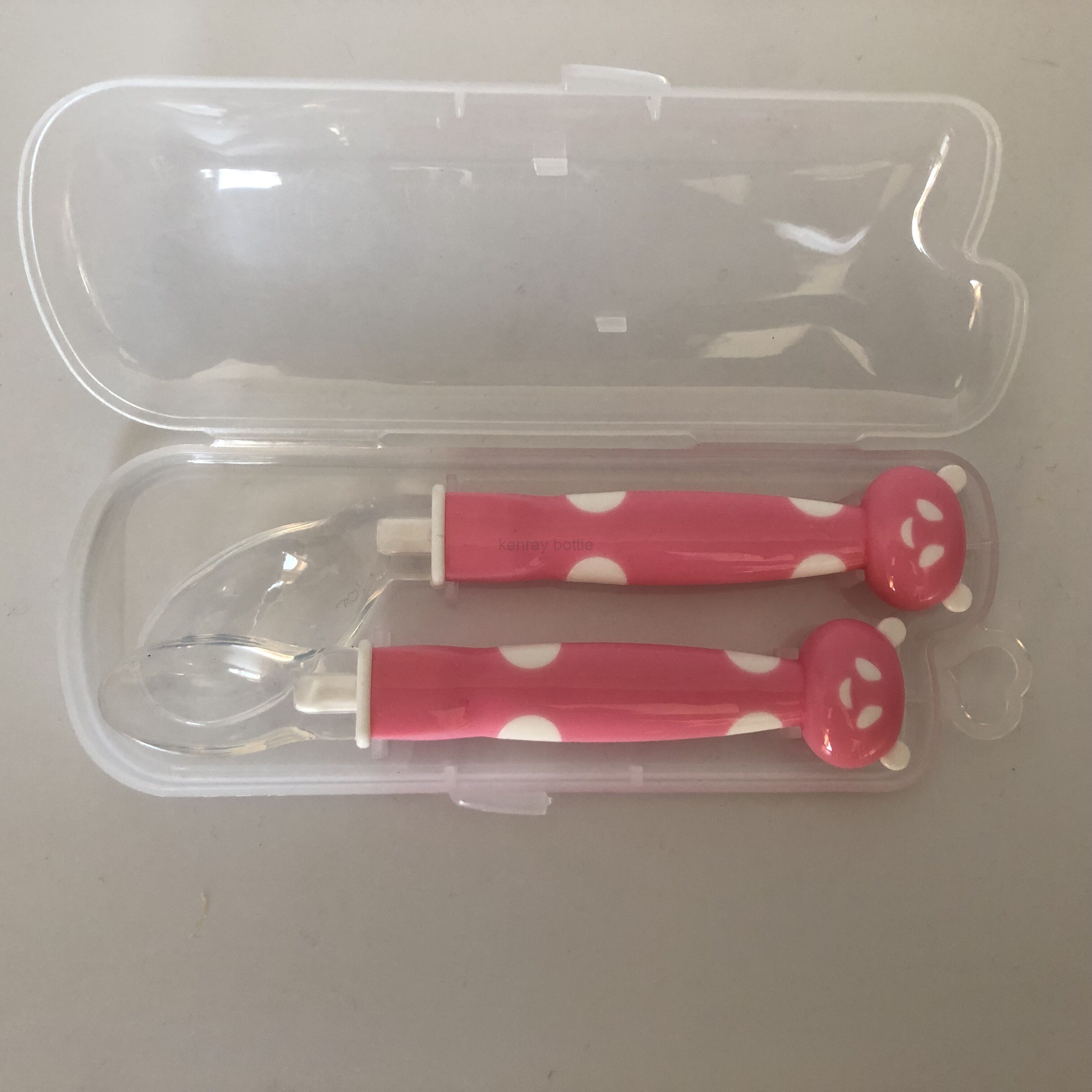 Cute Panda 2PCS Bendable Baby Spoon Fork Set With PP Storage Box 